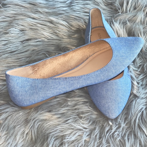 EUC Old Navy Pointy Toe Flats Light Blue Size 10 - Picture 2 of 7